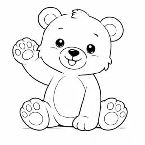 דף צביעה של דוב מנופף לשלום להדפסה