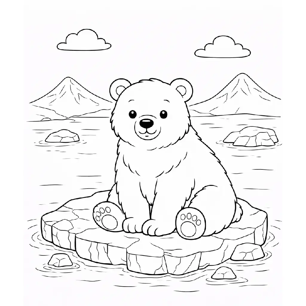 דף צביעה של דוב קוטב להדפסה