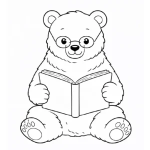 דף צביעה של דוב קורא ספר להדפסה