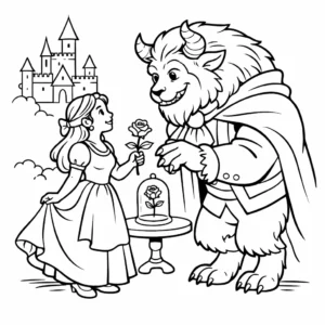 דף צביעה של היפה והחייה להדפסה