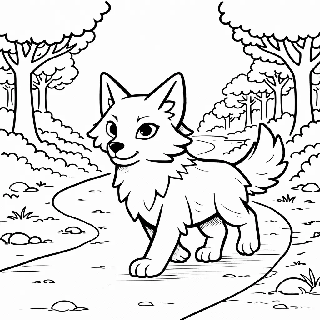 דף צביעה של זאב ביער להדפסה