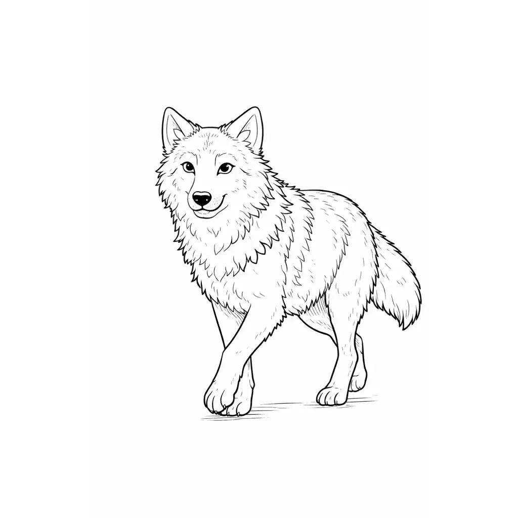 דף צביעה של זאב מחייך להדפסה