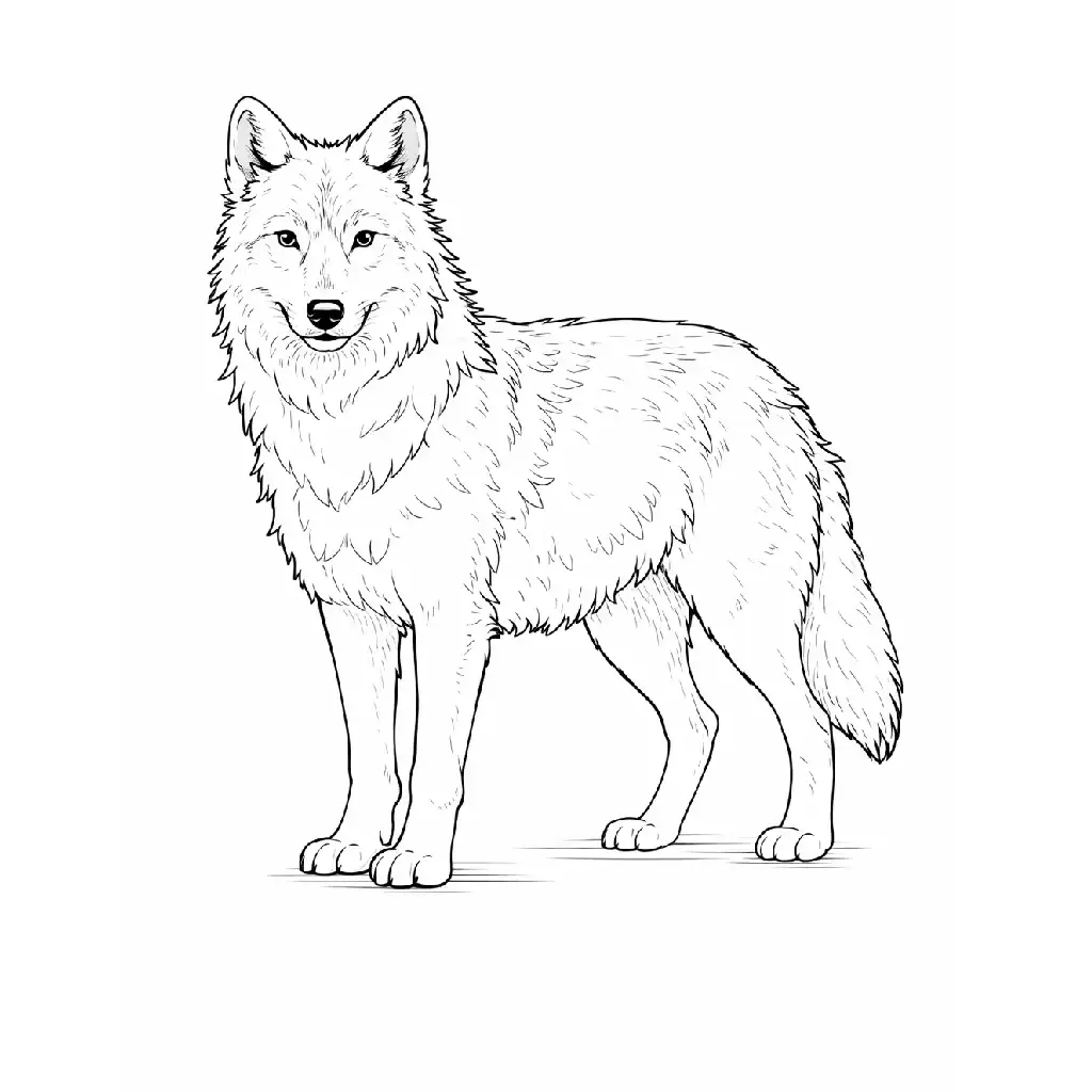 דף צביעה של זאב מציאותי להדפסה