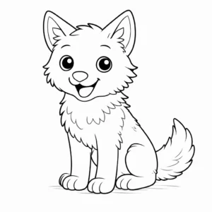 דף צביעה של זאב קטן יושב להדפסה