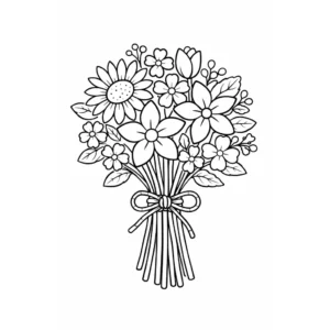 דף צביעה של זר פרחים להדפסה