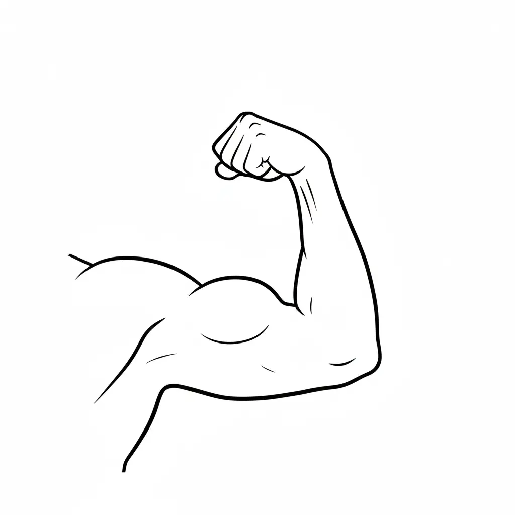 דף צביעה של זרוע שרירית להדפסה