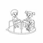 דף צביעה של ילדים בקרוסלה להדפסה