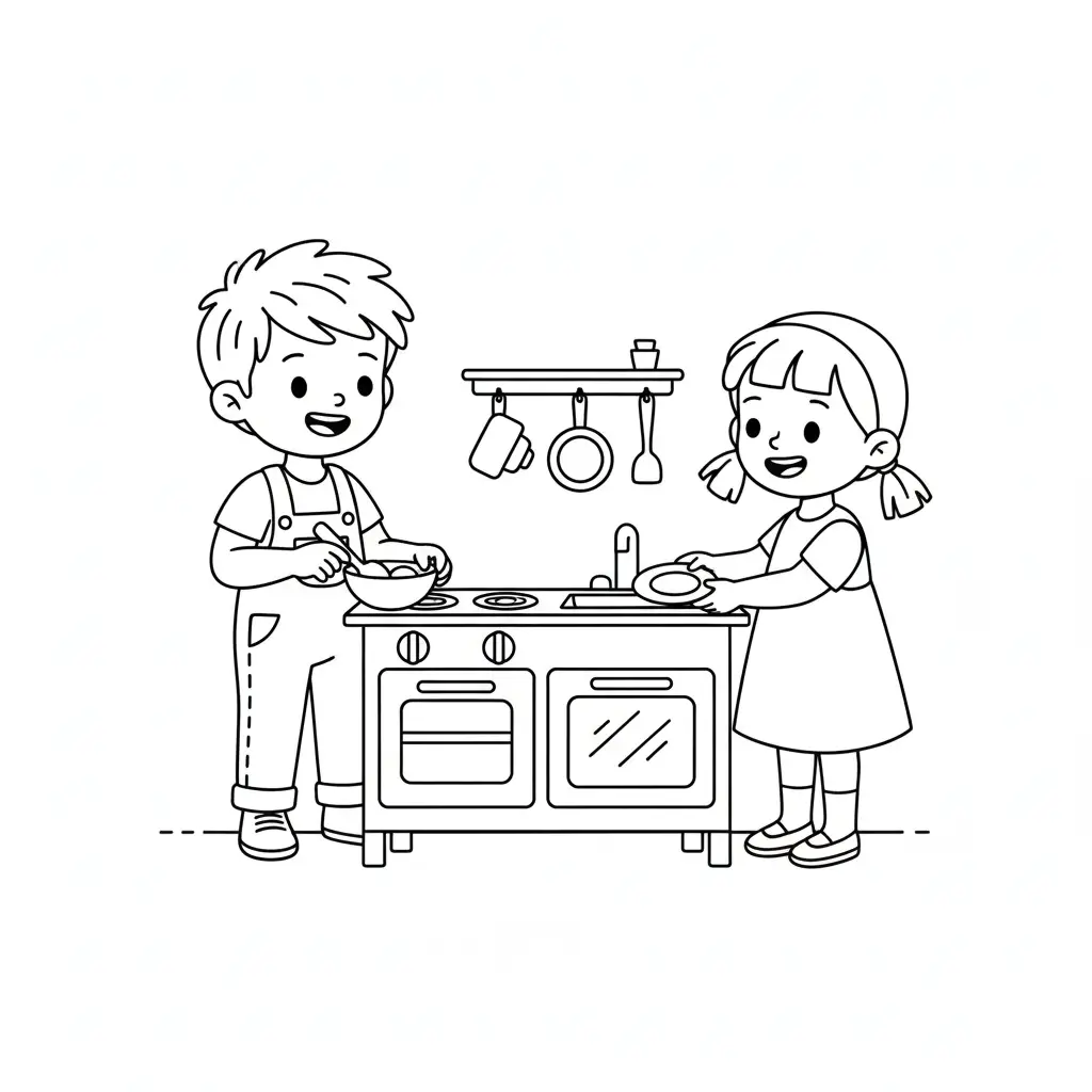 דף צביעה של ילידים משחקים בבישול להדפסה