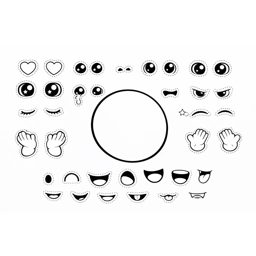 דף צביעה של יצירת רגש לגזירה והדבקה להדפסה