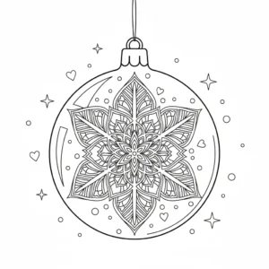 דף צביעה של כדור זכוכית כריסמס להדפסה
