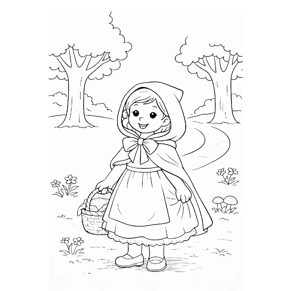 דף צביעה של כיפה אדומה להדפסה