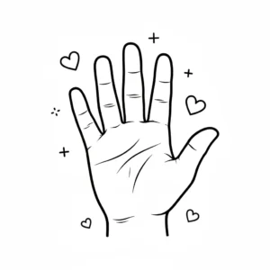 דף צביעה של כף יד להדפסה