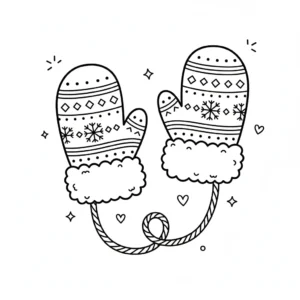 דף צביעה של כפפות כריסמס להדפסה