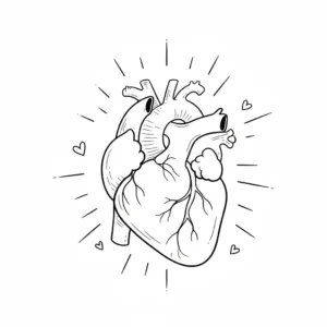 דף צביעה של לב האדם להדפסה