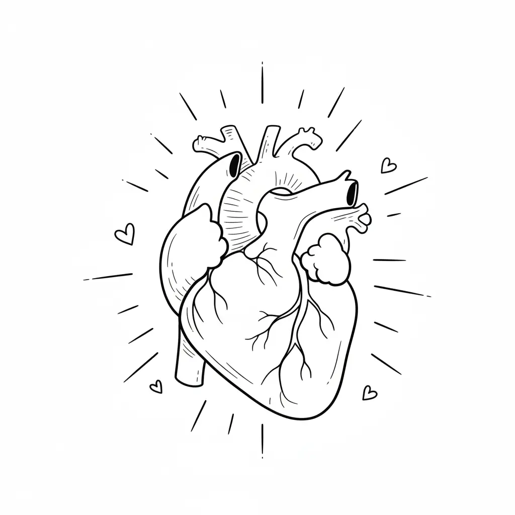 דף צביעה של לב האדם להדפסה