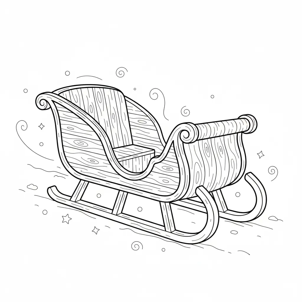 דף צביעה של מזחלת עץ כריסמס להדפסה