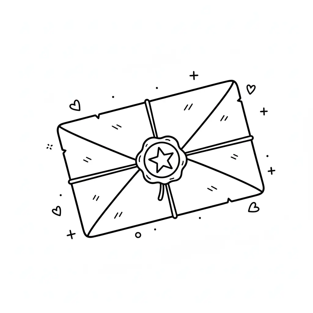 דף צביעה של מכתב סגור בכריסמס להדפסה