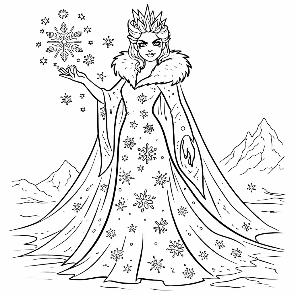 דף צביעה של מלכת הקרח להדפסה