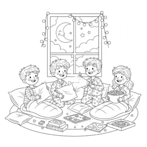 דף צביעה של מסיבת פיגמות להדפסה