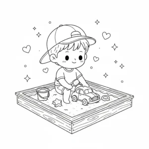 דף צביעה של משחק בארגז חול להדפסה