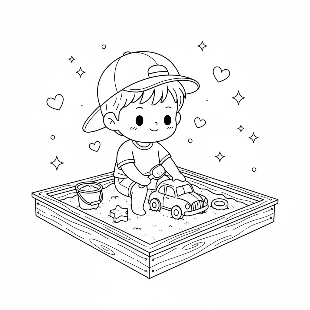 דף צביעה של משחק בארגז חול להדפסה