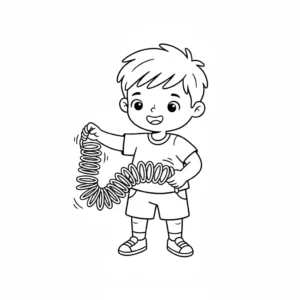 דף צביעה של משחק עם קפיץ להדפסה