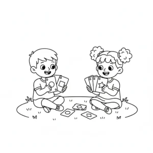 דף צביעה של משחק קלפים להדפסה