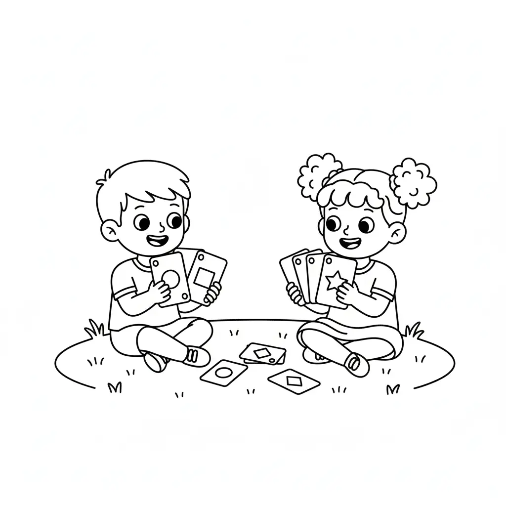 דף צביעה של משחק קלפים להדפסה