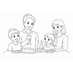 דף צביעה של משפחה בקידוש להדפסה