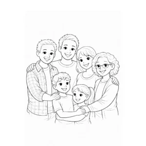 דף צביעה של משפחה גדולה להדפסה