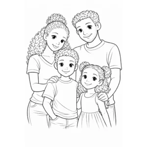 דף צביעה של משפחה יחד להדפסה