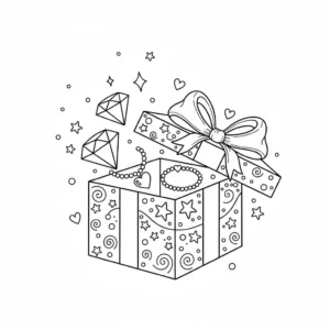 דף צביעה של מתנת חג כריסמס להדפסה