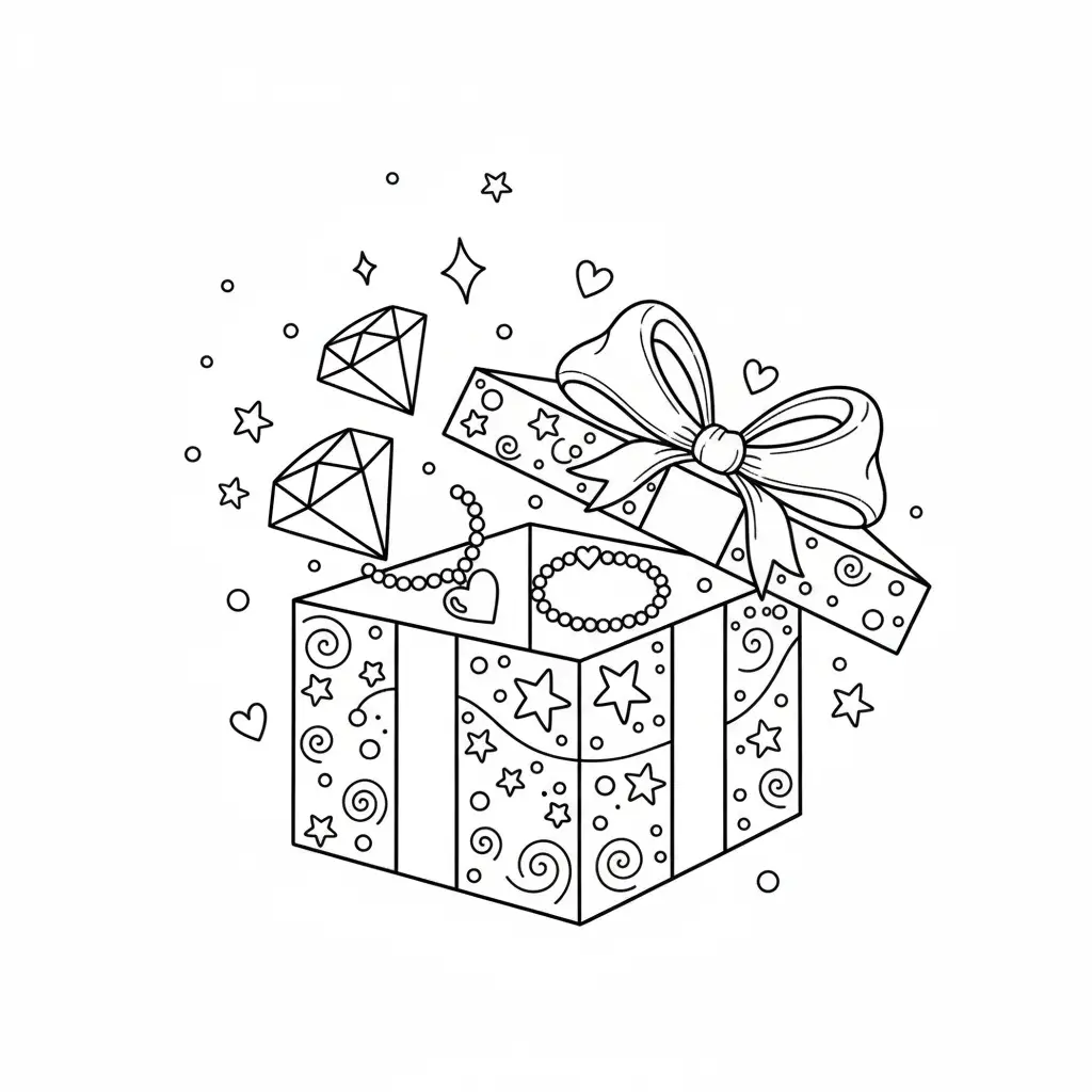 דף צביעה של מתנת חג כריסמס להדפסה