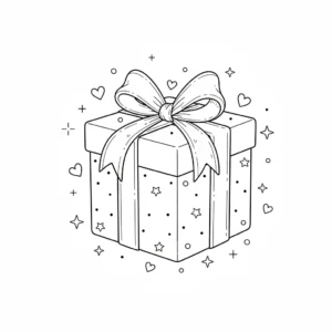 דף צביעה של מתנת כריסמס להדפסה