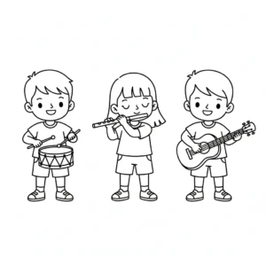 דף צביעה של ניגון בכלי נגינה להדפסה