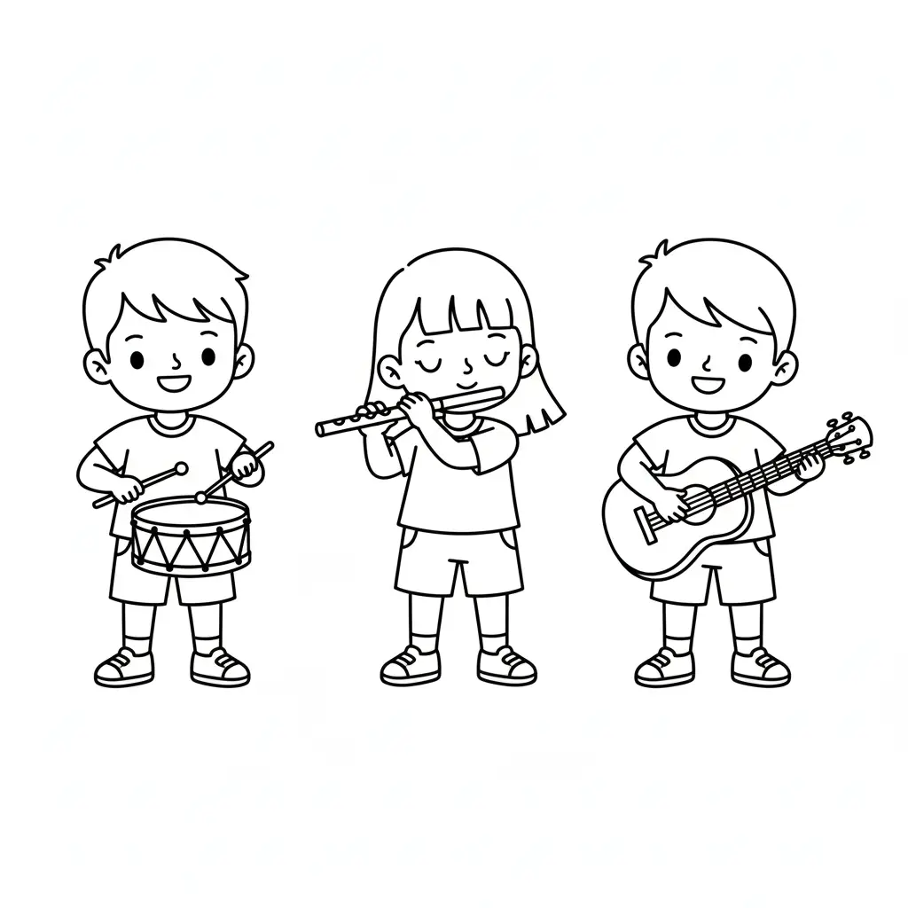 דף צביעה של ניגון בכלי נגינה להדפסה