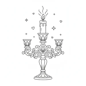 דף צביעה של נר דולק כריסמס להדפסה