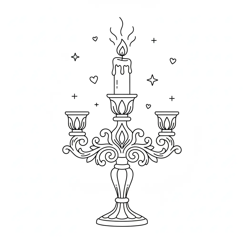 דף צביעה של נר דולק כריסמס להדפסה