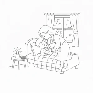 דף צביעה של נשיקת לילה טוב להדפסה