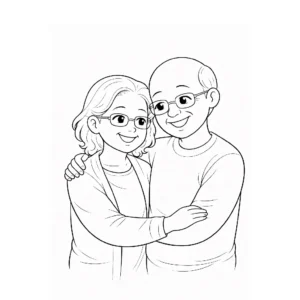 דף צביעה של סבא וסבתא להדפסה