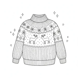 דף צביעה של סוודר כריסמס להדפסה