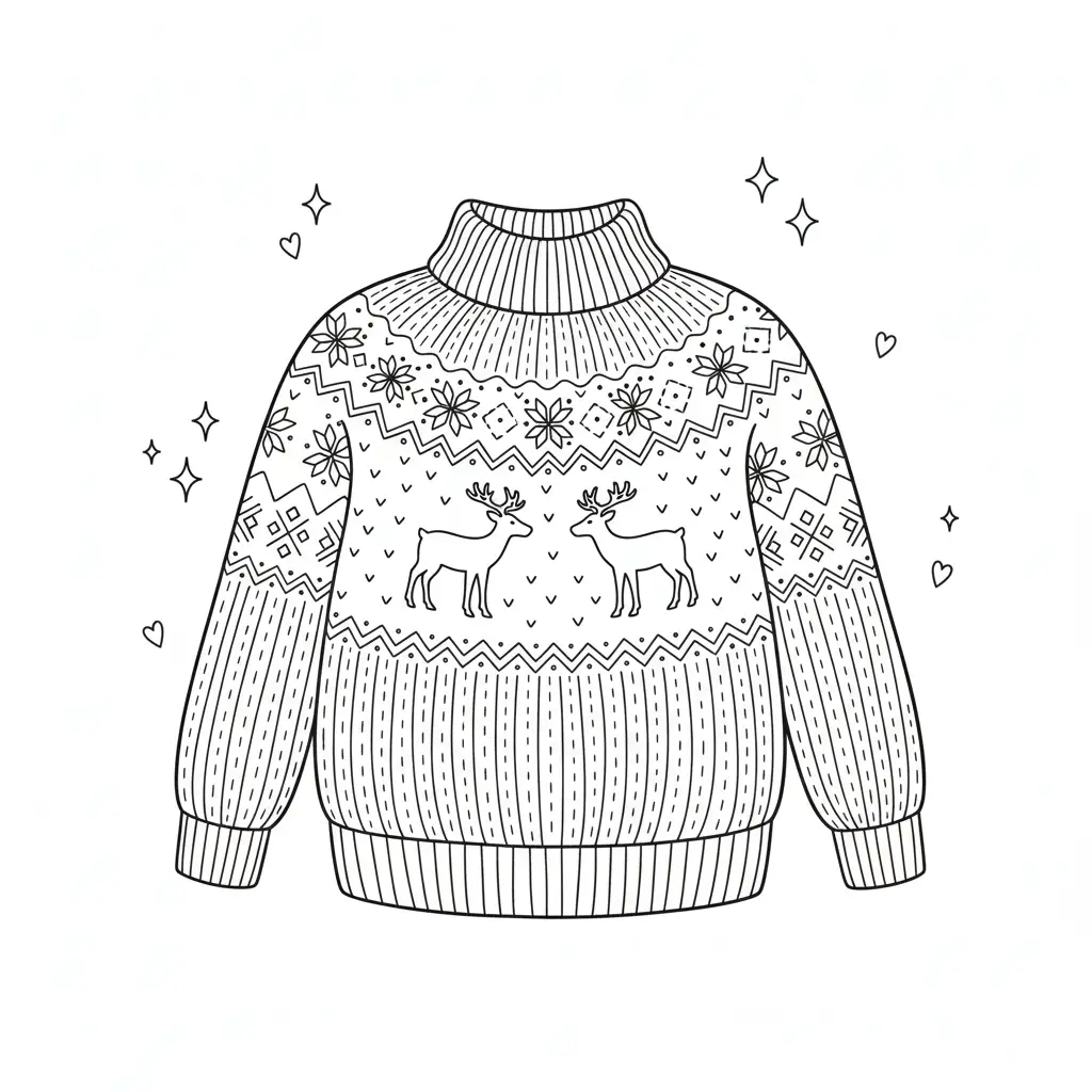 דף צביעה של סוודר כריסמס להדפסה