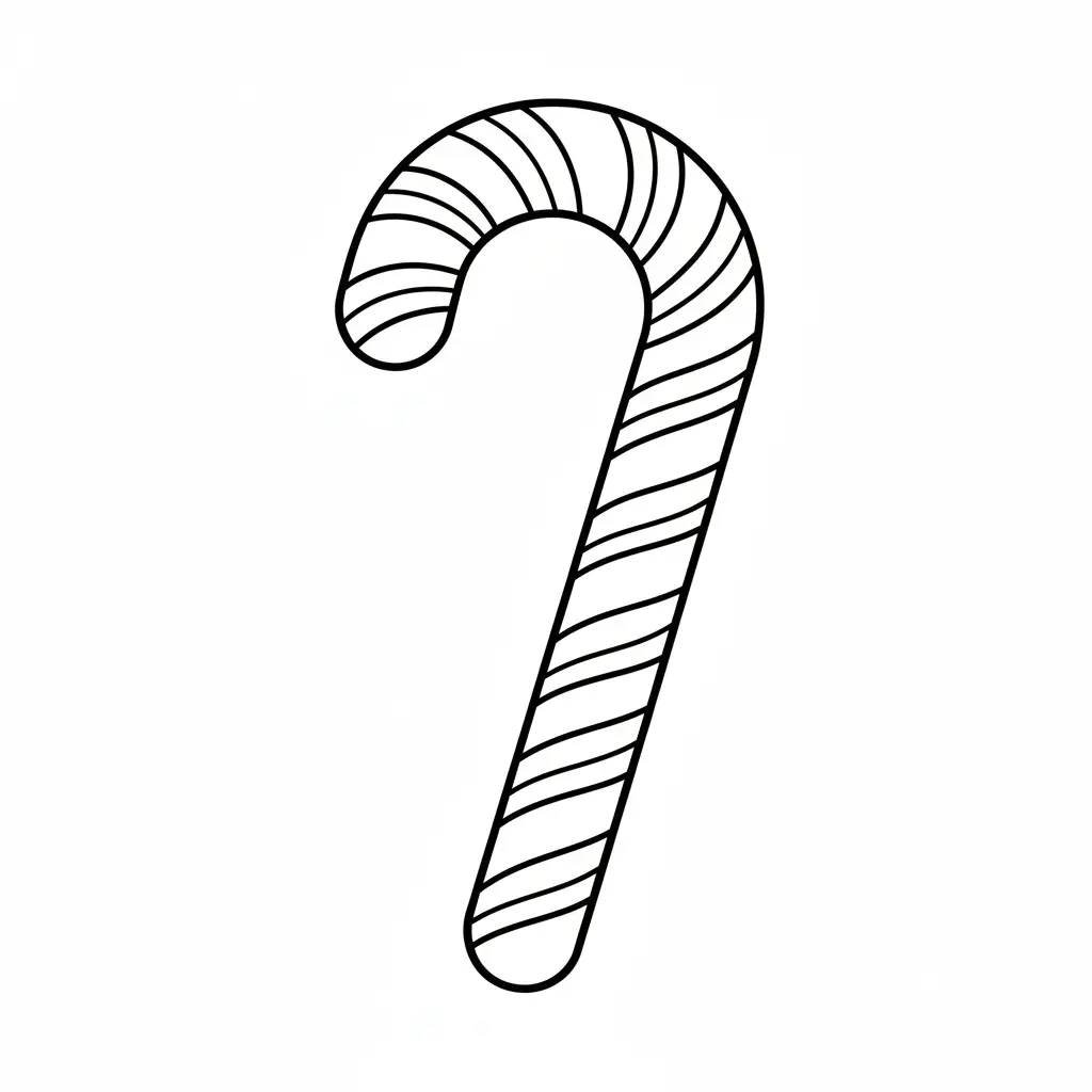 דף צביעה של סוכריית מקל כריסמס להדפסה