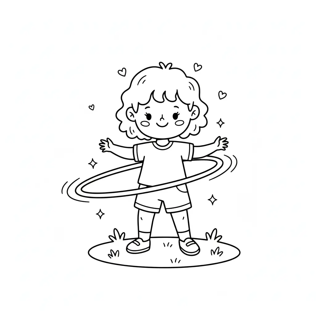 דף צביעה של סיבוב חישוק על הגוף להדפסה