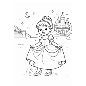 דף צביעה של סינדרלה להדפסה