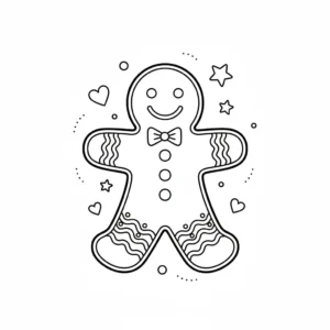 דף צביעה של עוגיית איש זנגביל כריסמס להדפסה