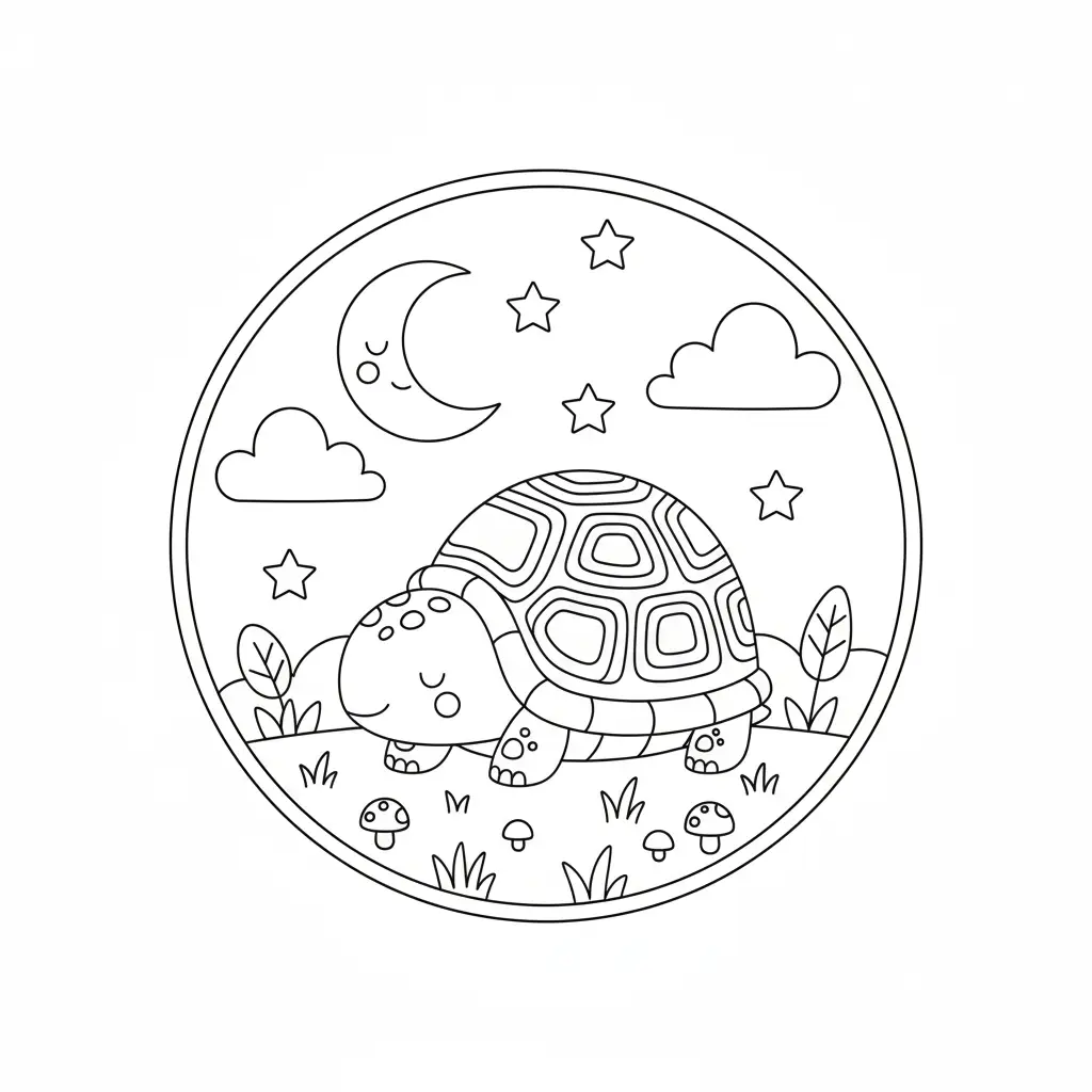 דף צביעה של צב ישן להדפסה