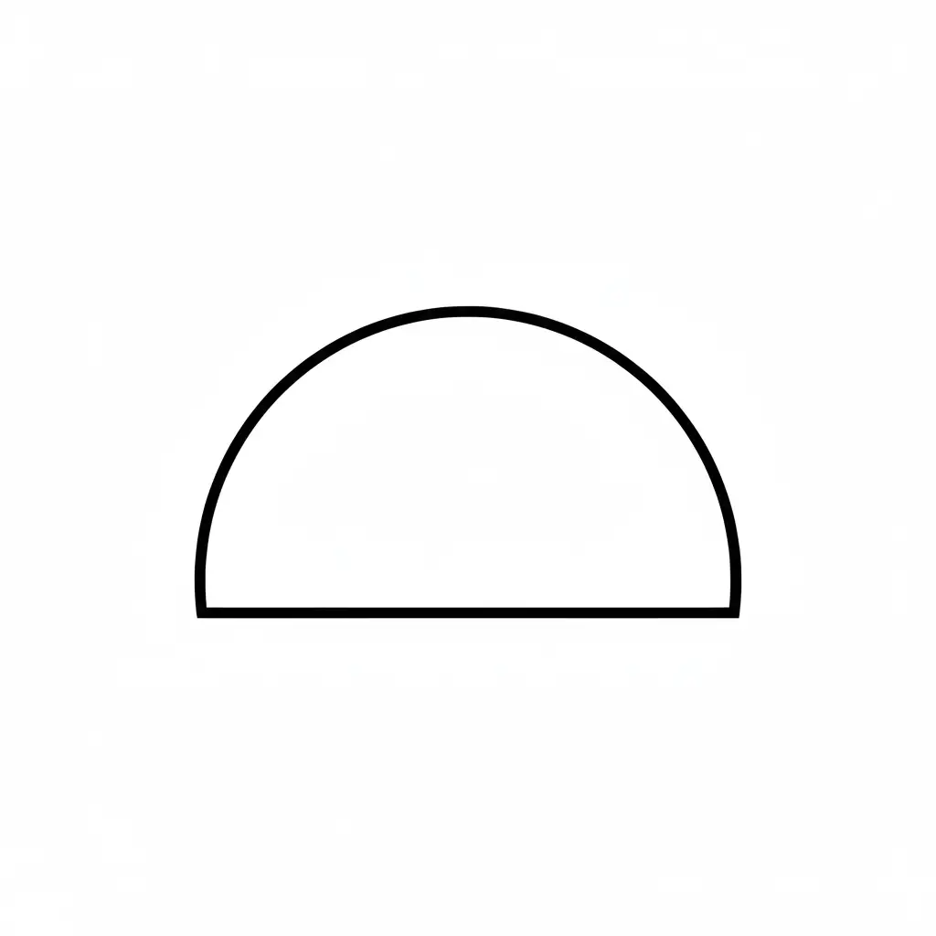 דף צביעה של צורת חצי עיגול להדפסה