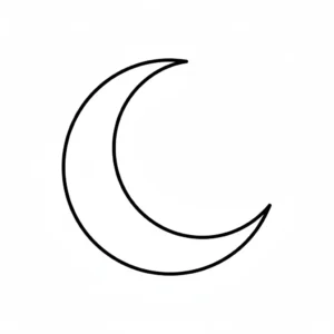 דף צביעה של צורת ירח להדפסה