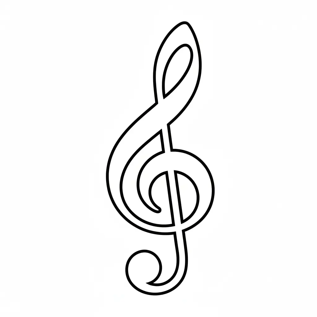 דף צביעה של צורת מפתח סול להדפסה